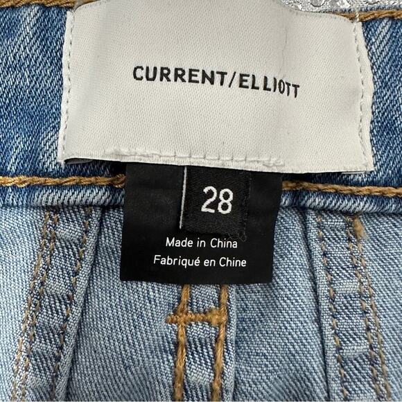 Current/Elliott Light Wash High Rise Wide Leg Cotton Blend Jeans Size 28 - Picture 7 of 11